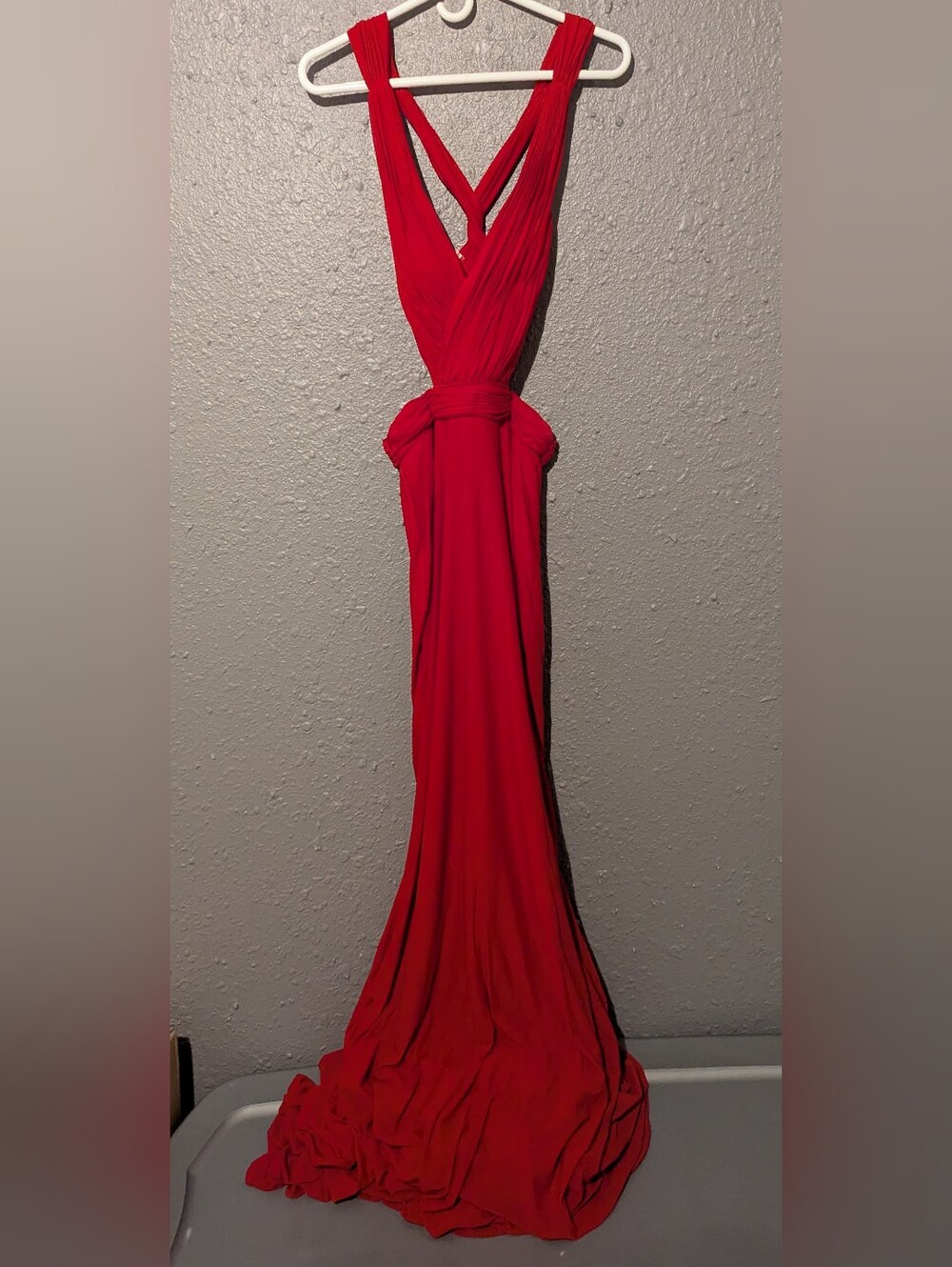 Sz 4 B'Dazzle Red Maxi Wrap Dress with V-Neck